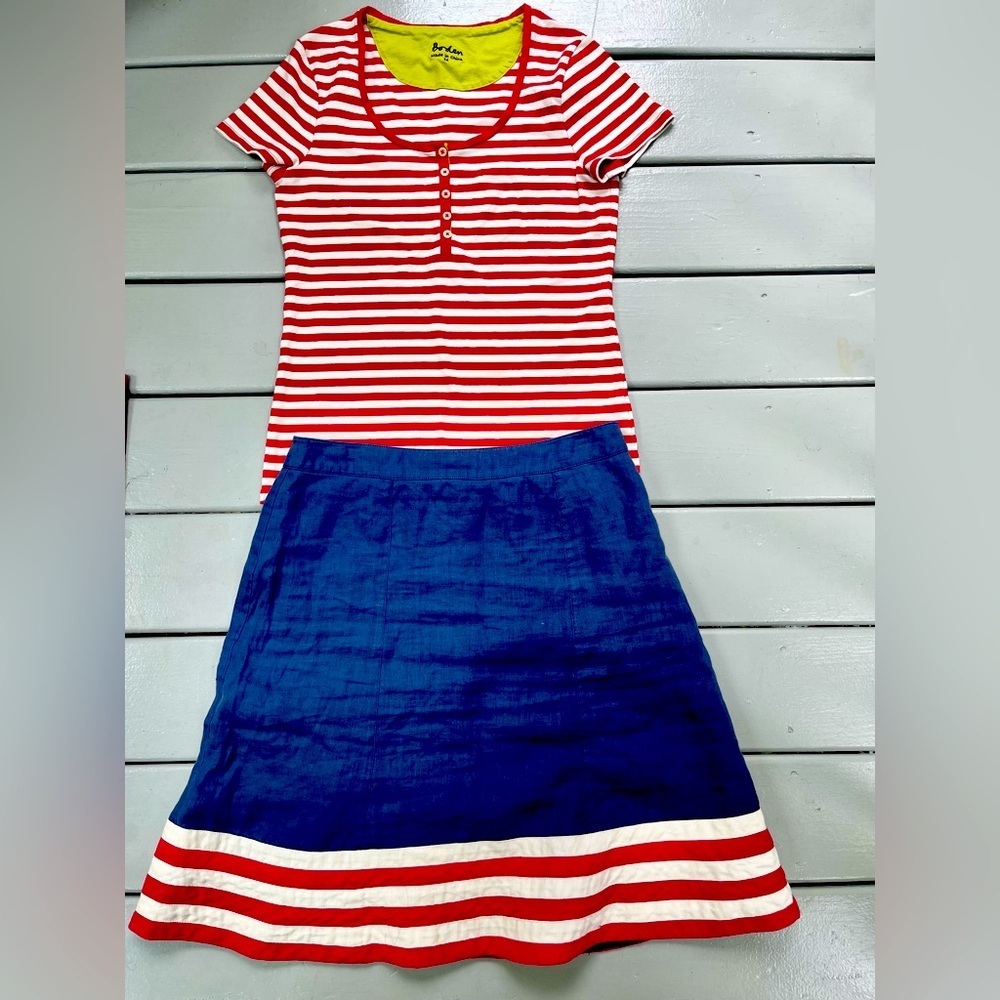 Boden red and white stripe top in size 14 ( fits like a women’s  Medium)
